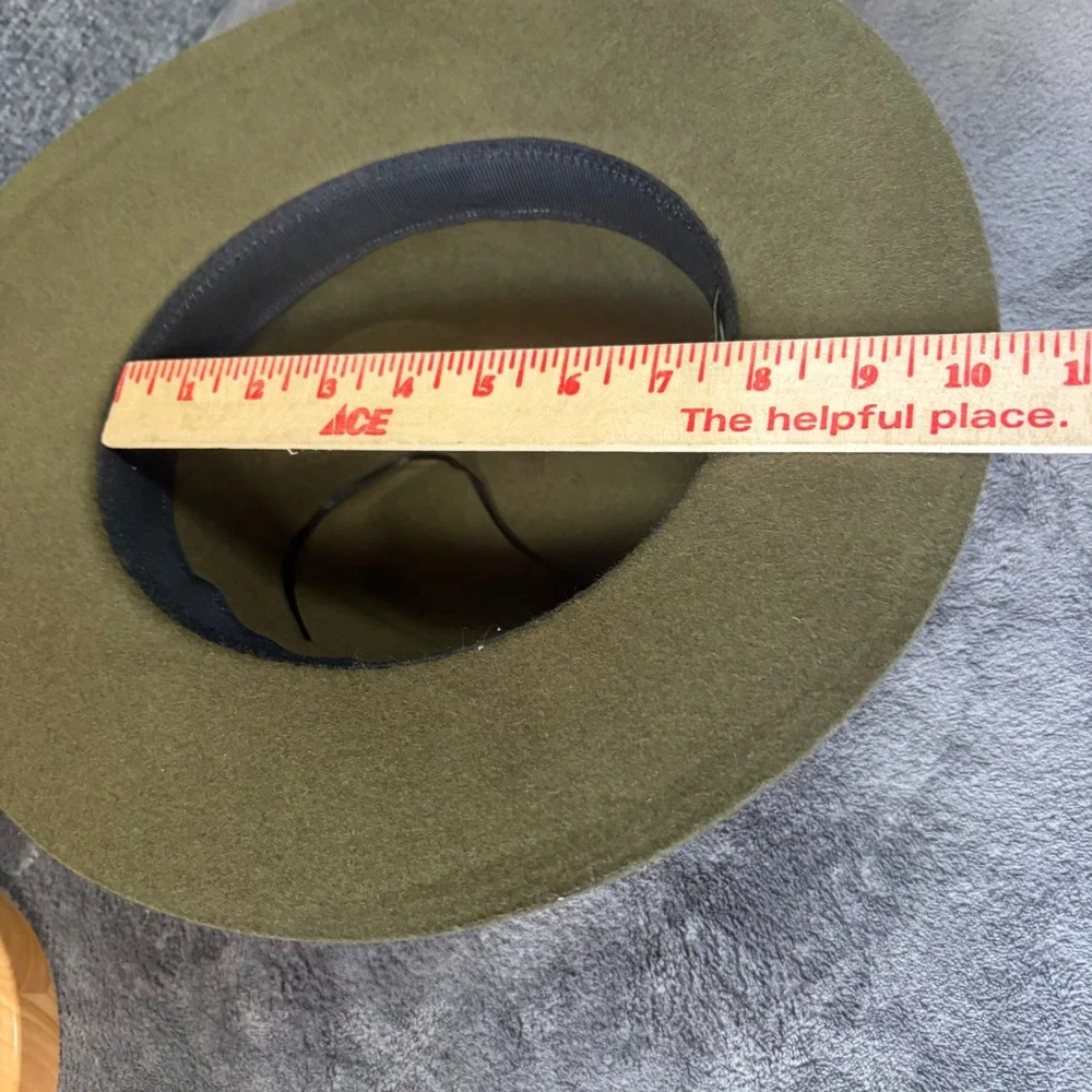 House of Harlow 1960 Fedora Womens OS Olive Green Wool Wide Brim Hat RN75343